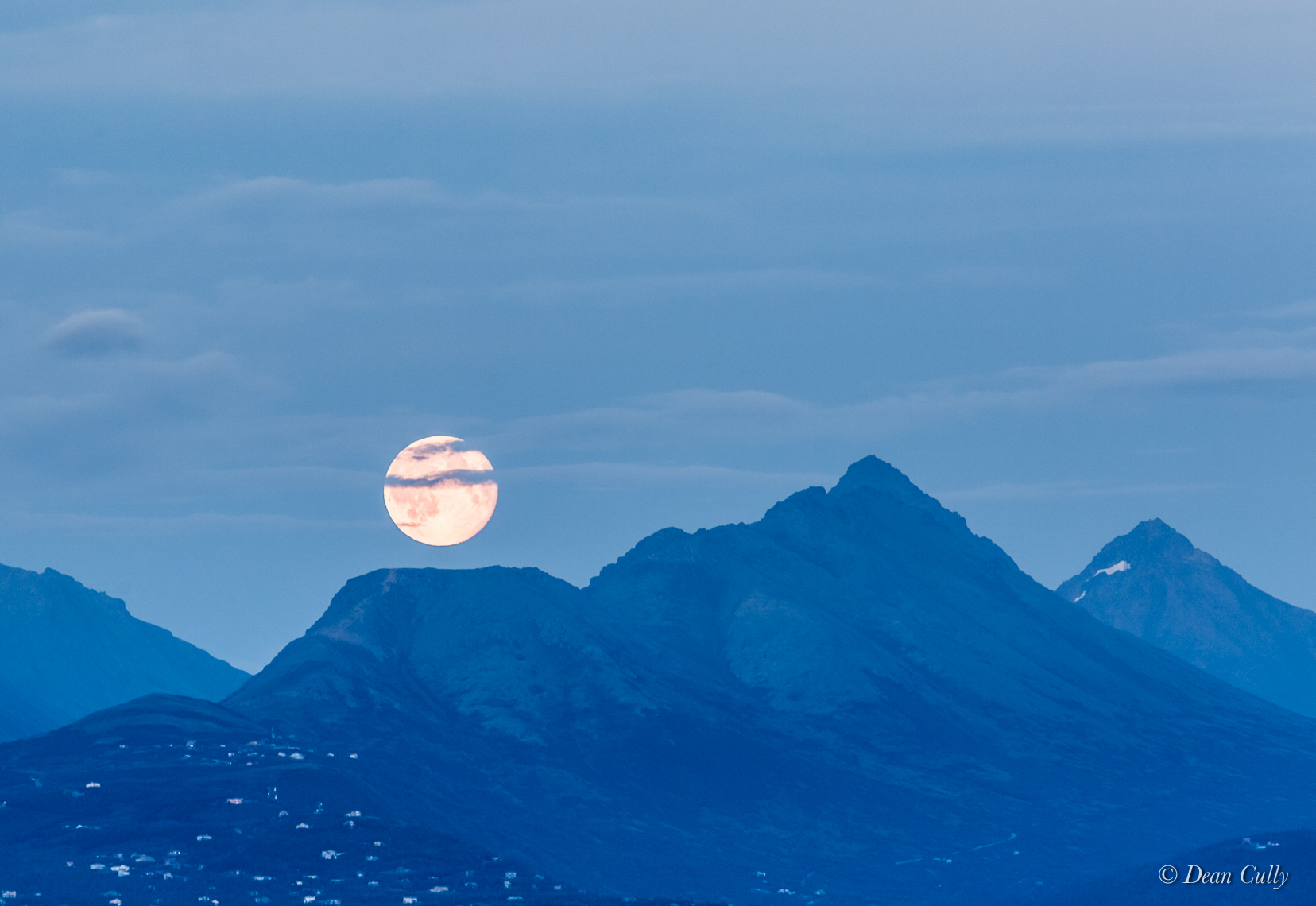 Moonrise over Flattop in the Chugach Range—Anchorage, Alaska